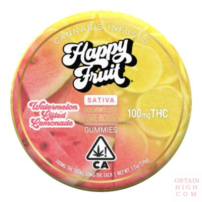 Watermelon Lifted Lemonade Rosin Cannabis Gummies by Happy Fruit